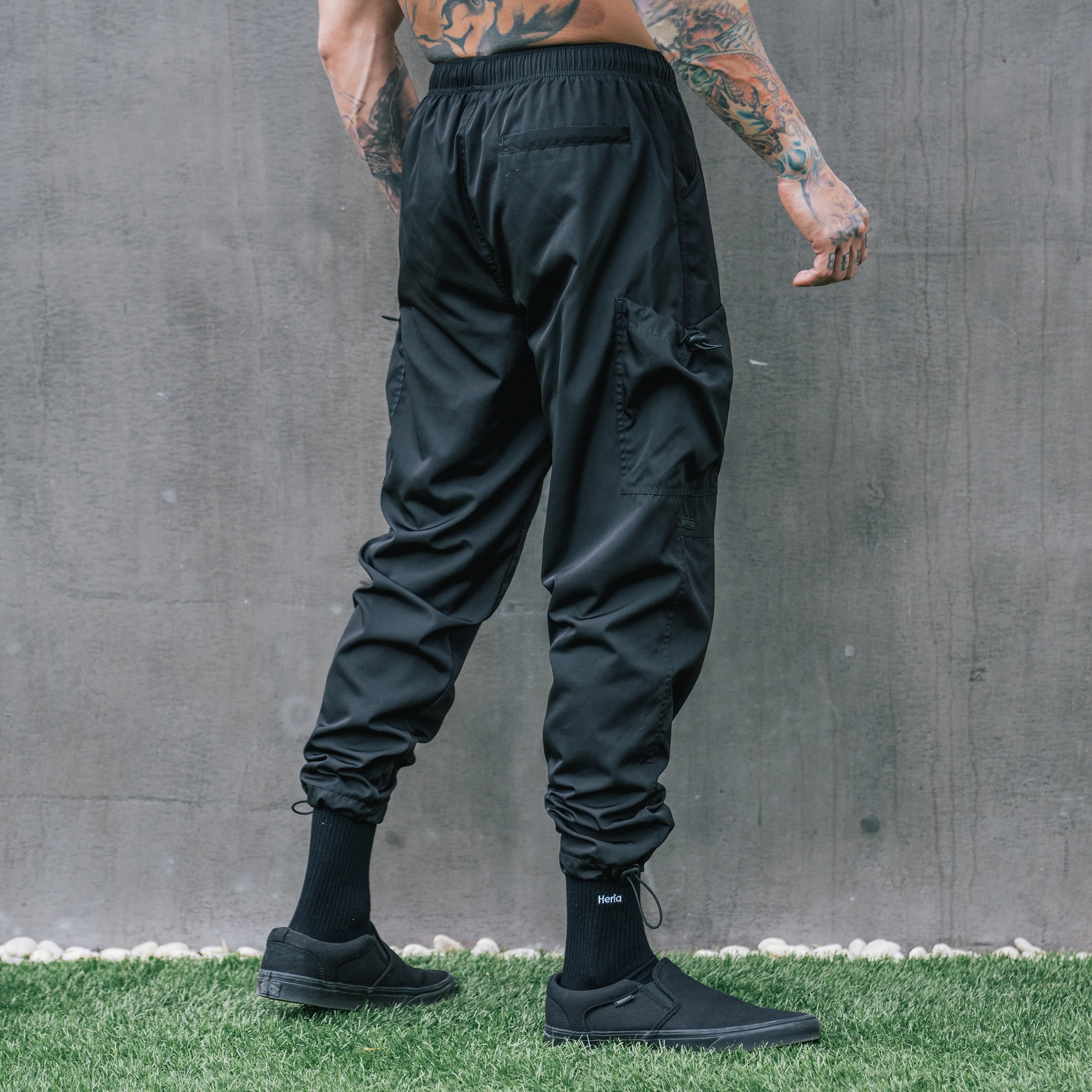 Drawstring Track Pants - Black - Image 10