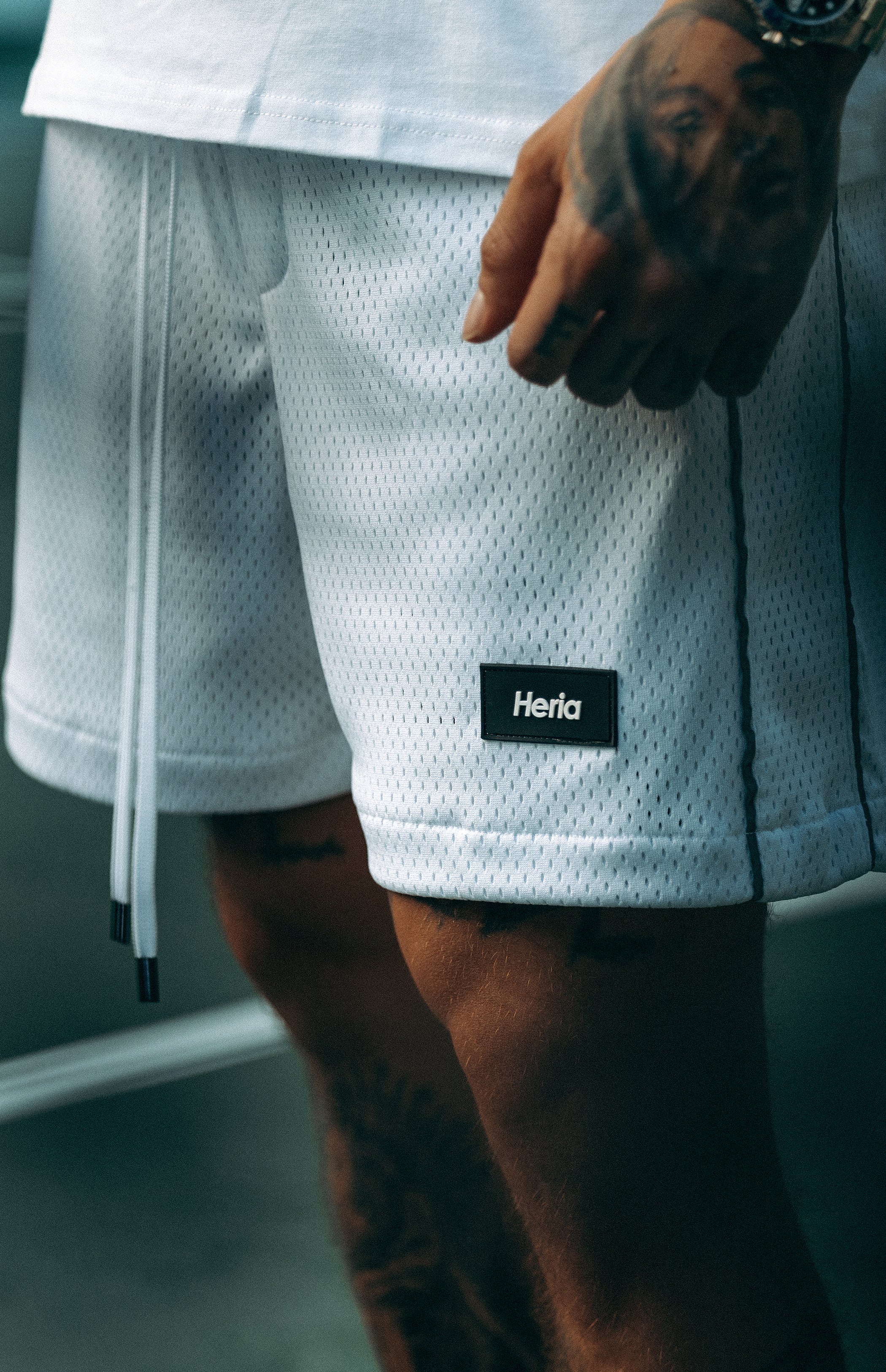 Heria Mesh Shorts with 3M Reflective Piping - White - Image 5