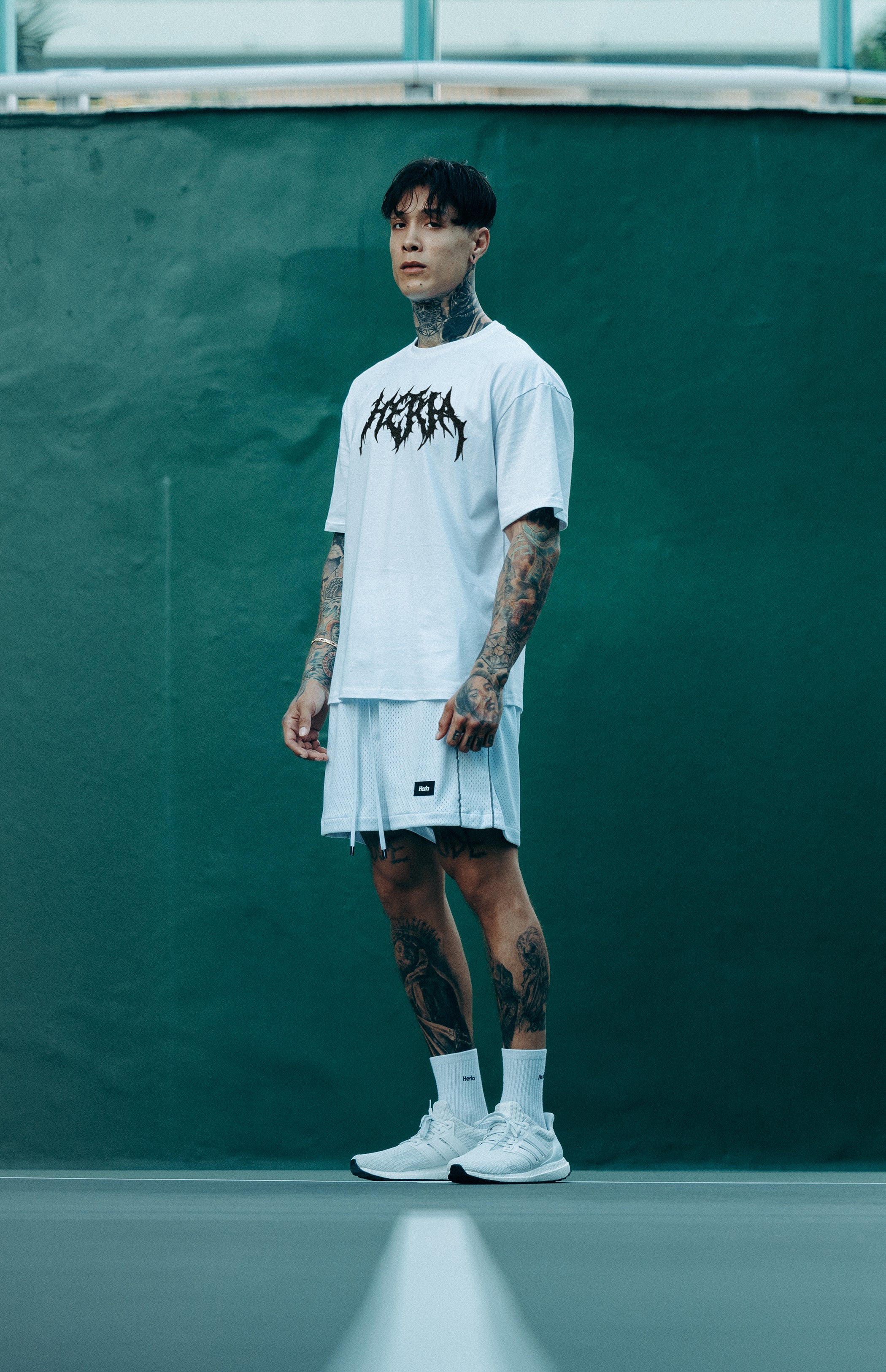 Heria Metal Logo Tee - White - Image 3
