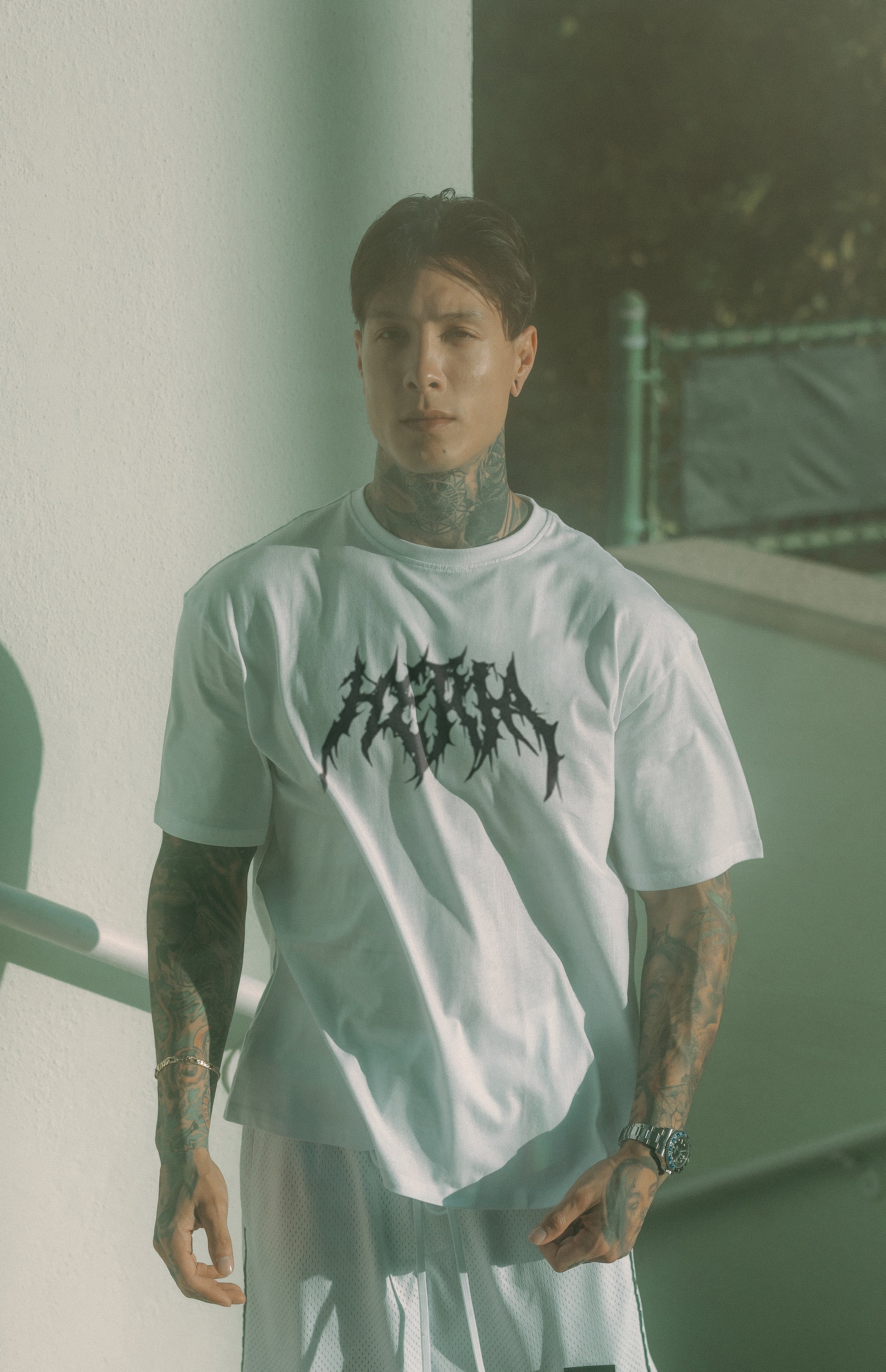 Heria Metal Logo Tee - White - Image 4